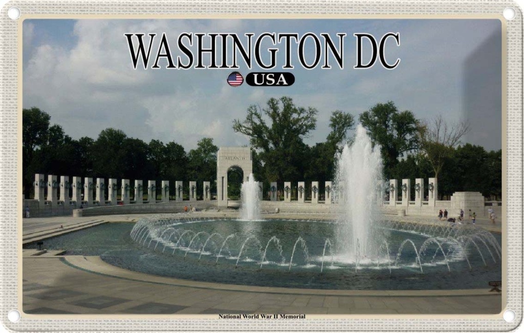 Blechschild 12x18 cm Washington DC USA National Woröd Memorial Bildmotiv Reisemotiv Abenteuer Reisen