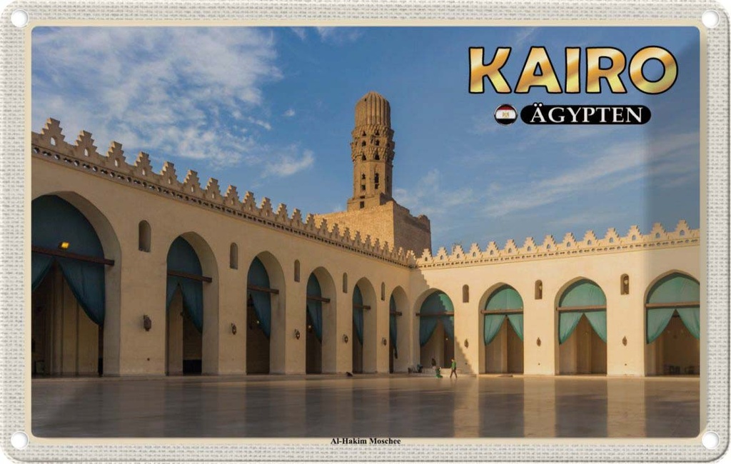 Blechschild 12x18 cm Kairo Ägypten Al-Hakim Moschee Bildmotiv Reisemotiv Abenteuer Reisen