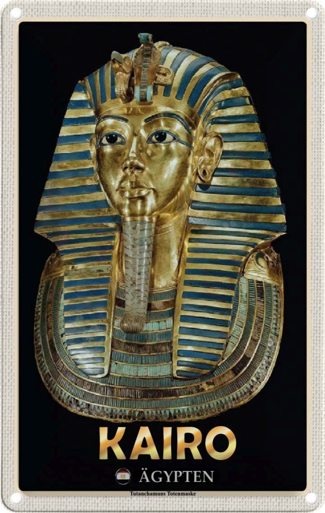 Blechschild 18x12 cm Kairo Ägypten Tutanchamuns Totenmaske Bildmotiv Reisemotiv Abenteuer Reisen