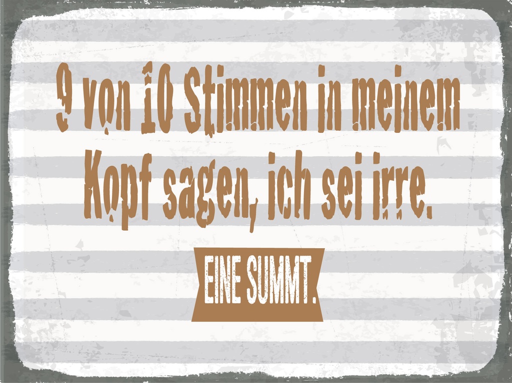 [LA-1806444] Blechschild 12x18 cm 9 von 10 Stimmen in meinem Kopf