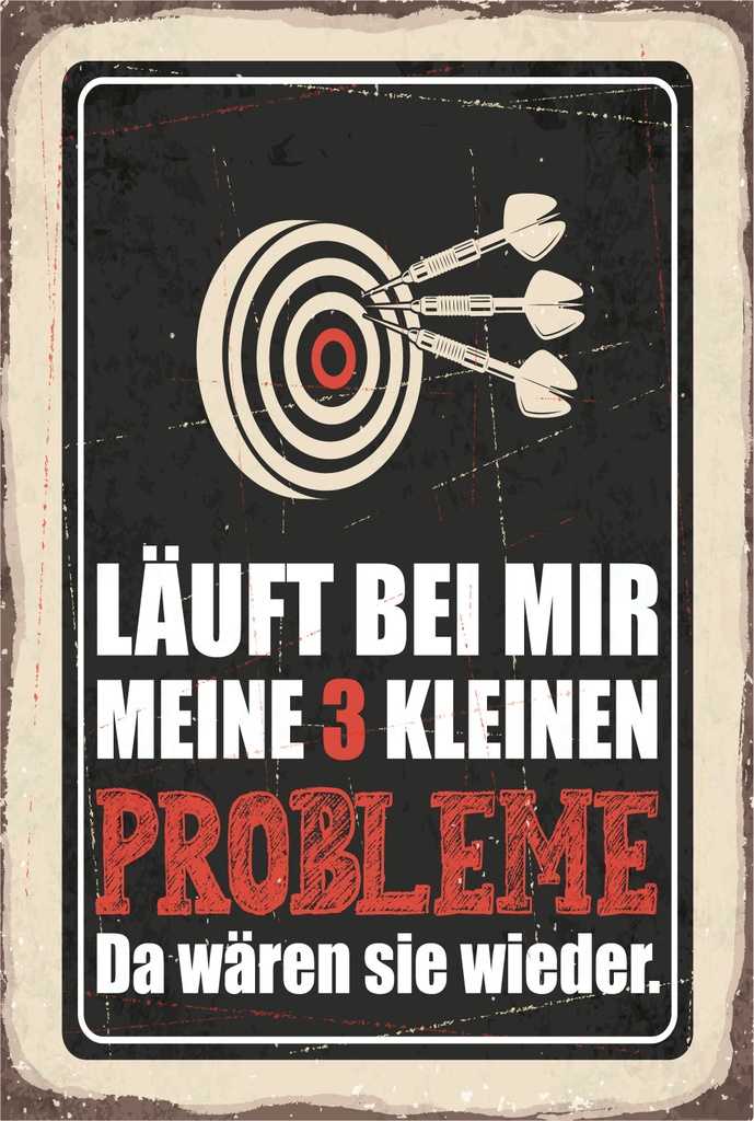 Blechschild 18x12 cm Dart Meine 3 kleinen Probleme Da wären sie