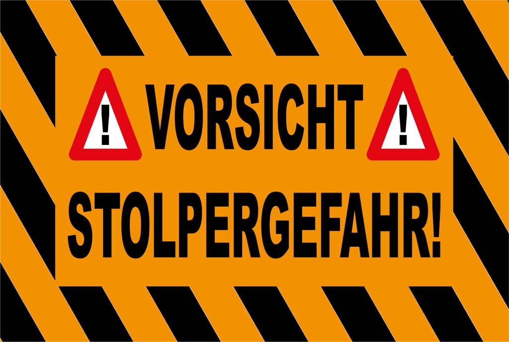 Blechschild 12x18 cm Vorsicht Stolpergefahr Ausrufezeichen