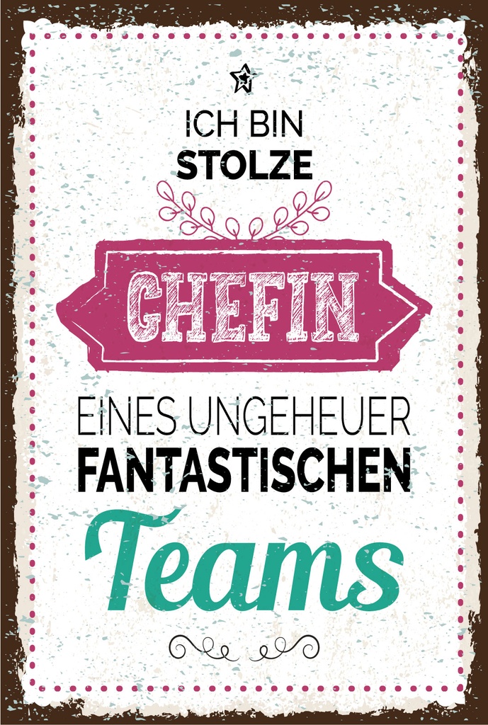 Blechschild 18x12 cm Stolze Chefin eines fantastischen Teams