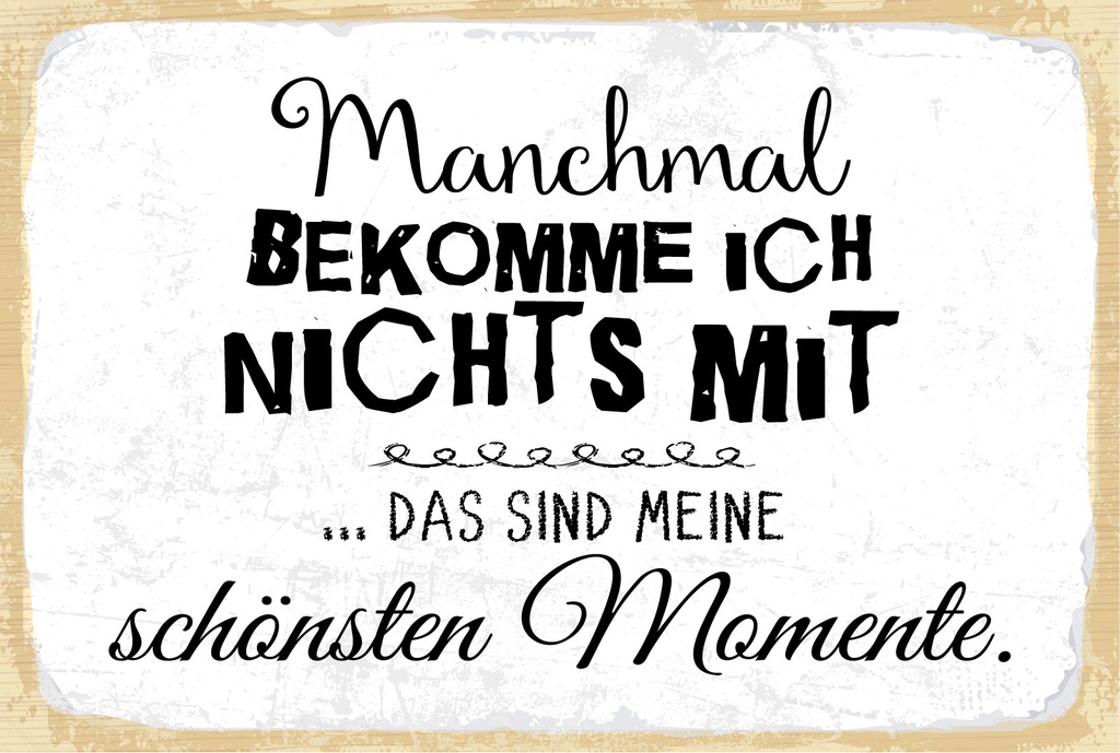 Blechschild 12x18 cm Manchmal bekomme ich nix mit schönsten Momente
