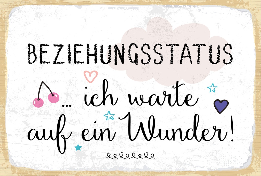 Blechschild 12x18 cm Beziehungsstatus ich warte auf ein Wunder