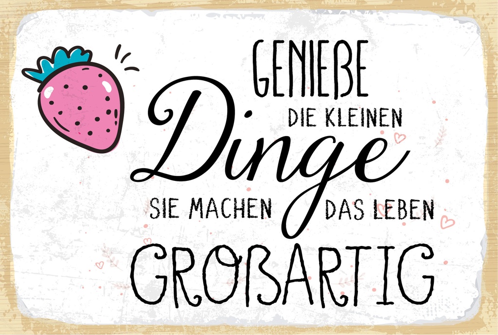 Blechschild 12x18 cm Genieße die kleinen Dinge sie machen
