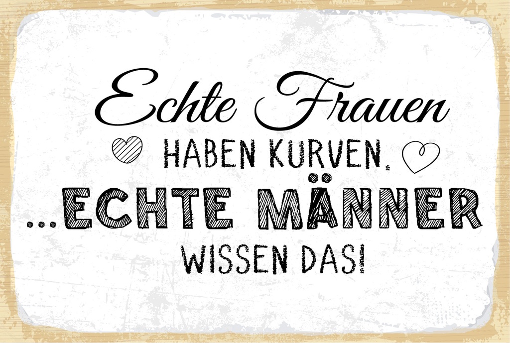 Blechschild 12x18 cm Echte Frauen haben Kurven