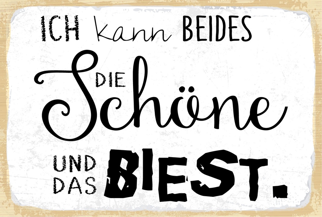 Blechschild 12x18 cm Ich kann beides die Schöne und das Biest