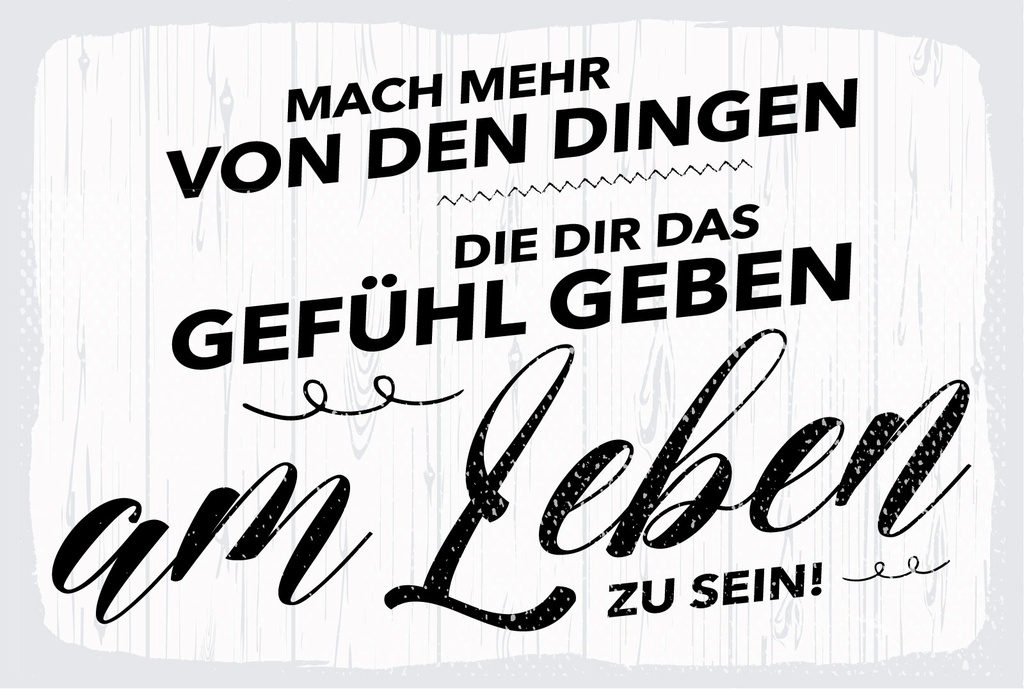 Blechschild 12x18 cm Mach mehr Dinge Gefühl am Leben zu sein