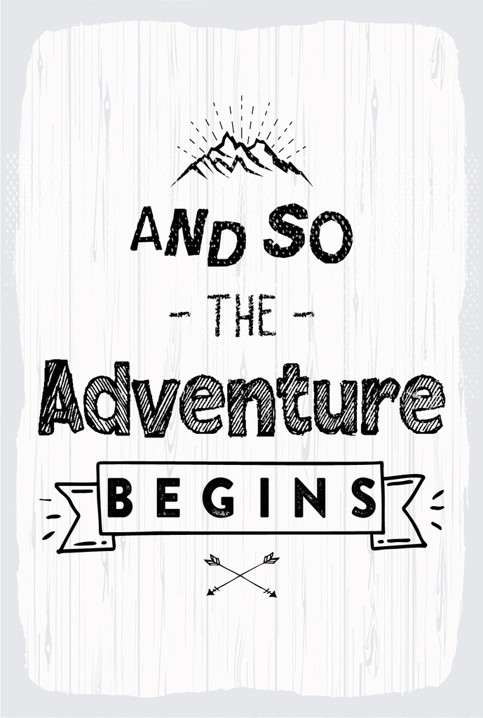 Blechschild 18x12 cm And so the adventure begins Berge