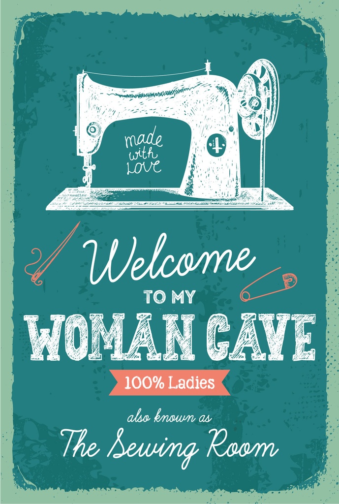 Blechschild 18x12 cm Welcome to my woman cave made with love