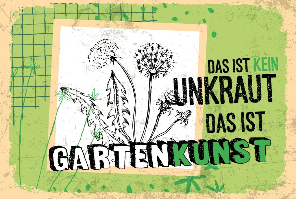 Blechschild 12x18 cm kein Unkraut das ist Gartenkunst