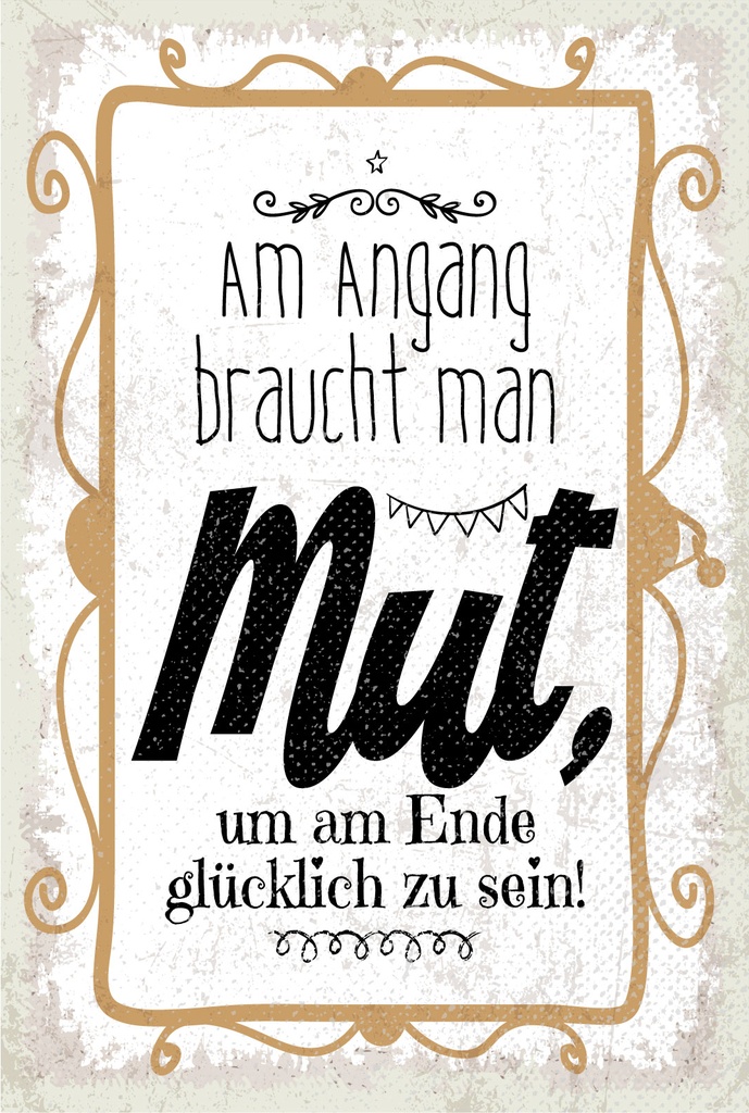 Blechschild 18x12 cm Am Anfang braucht man Mut um am Ende