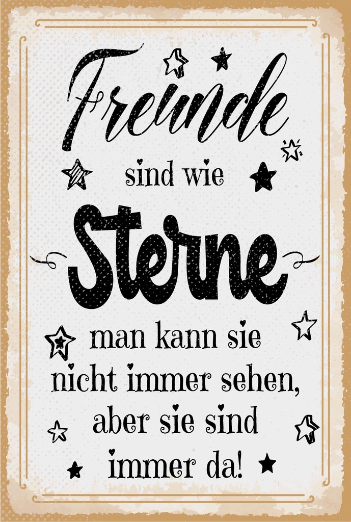 Blechschild 18x12 cm Freunde sind wie Sterne sie sind immer da