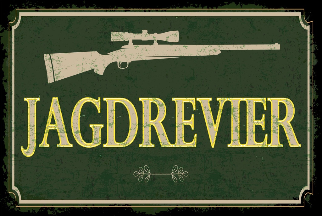 Blechschild 12x18 cm Jagdrevier Jagdgewehr