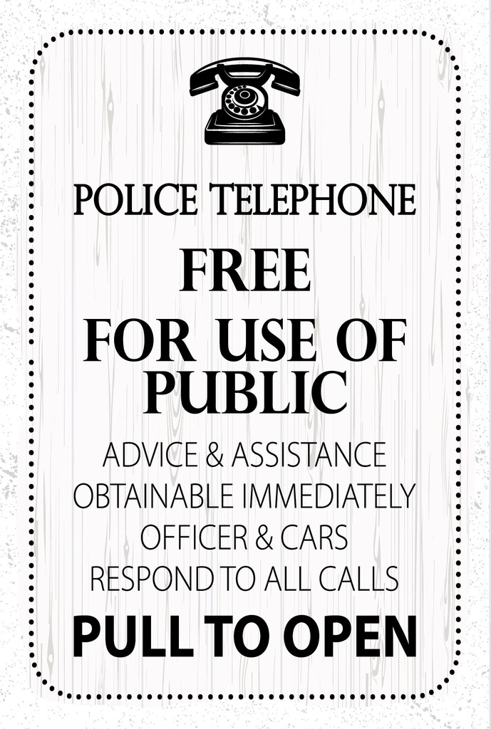 Blechschild 18x12 cm Police telephone Free for use of public