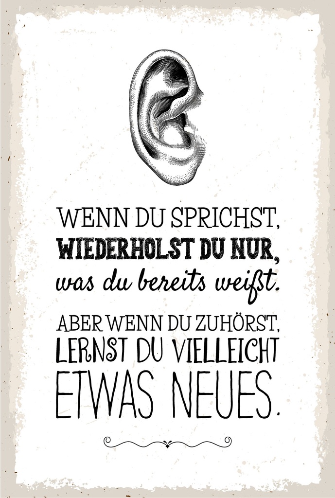 [LA-1807406] Blechschild 18x12 cm Wenn du zuhörst lernst du vielleicht neues