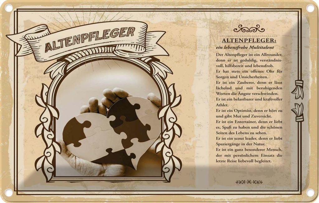 [LA-122972-2030] Blechschild 20x30 cm Altenpfleger Beruf Arbeit
