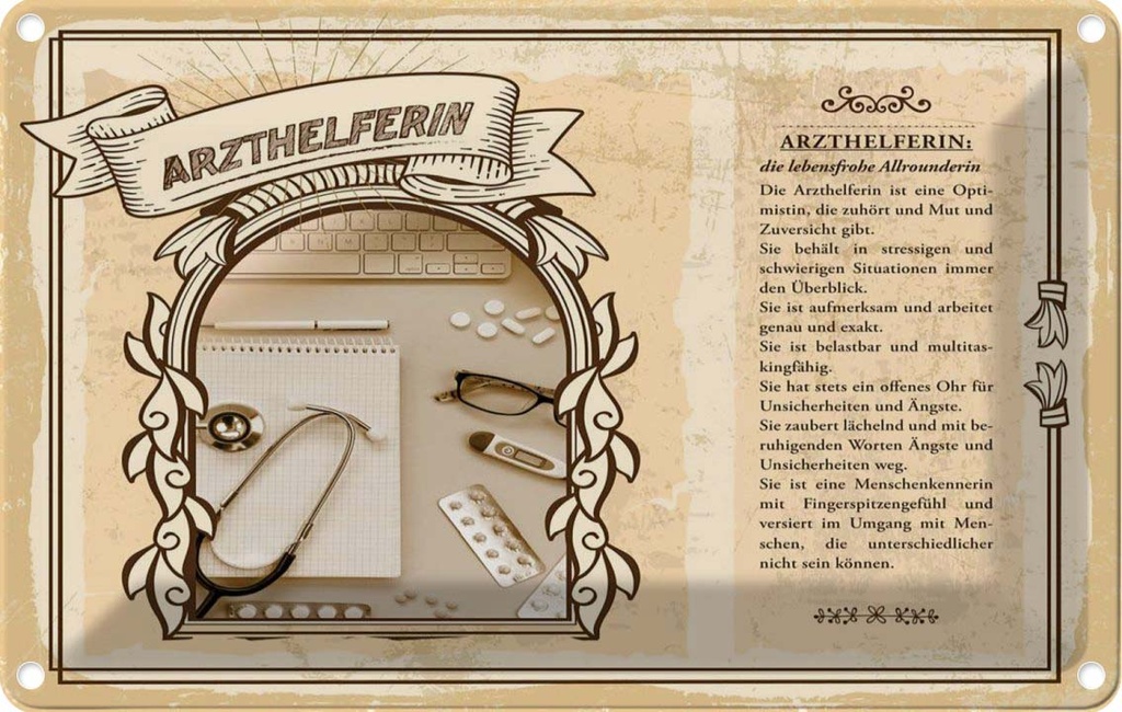 [LA-122979-2030] Blechschild 20x30 cm Arzthelferin Beruf Arbeit