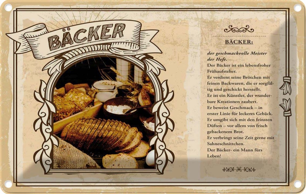 [LA-122982-2030] Blechschild 20x30 cm Bäcker Beruf Arbeit