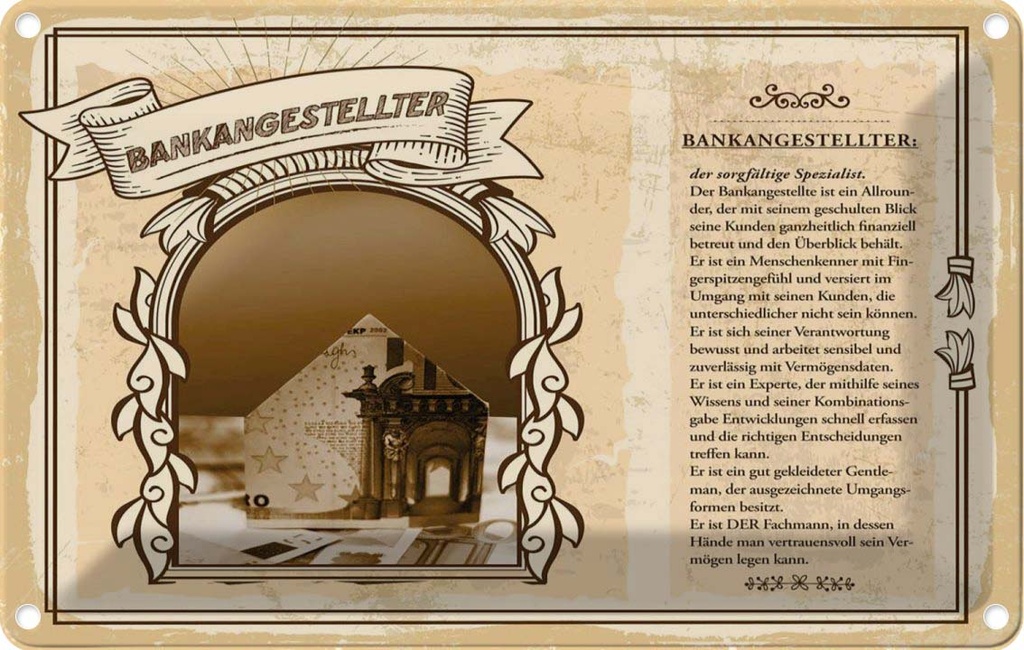[LA-122985-2030] Blechschild 20x30 cm Konten Experte Beruf Arbeit