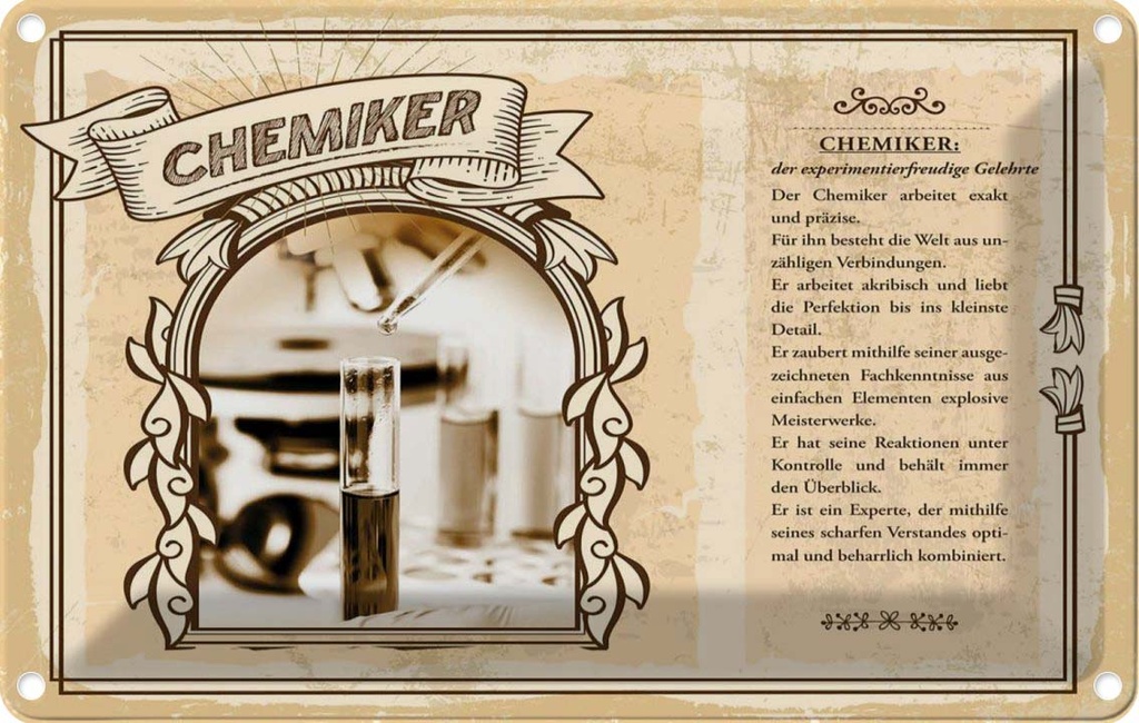 [LA-123001-2030] Blechschild 20x30 cm Chemiker Beruf Arbeit