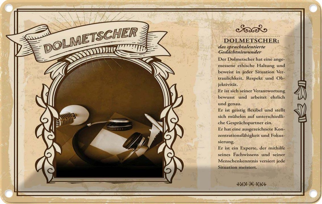 [LA-123005-2030] Blechschild 20x30 cm Dolmetscher Beruf Arbeit