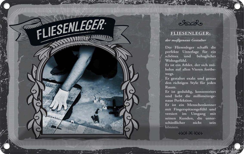 [LA-123019-2030] Blechschild 20x30 cm Fliesenleger Beruf Arbeit