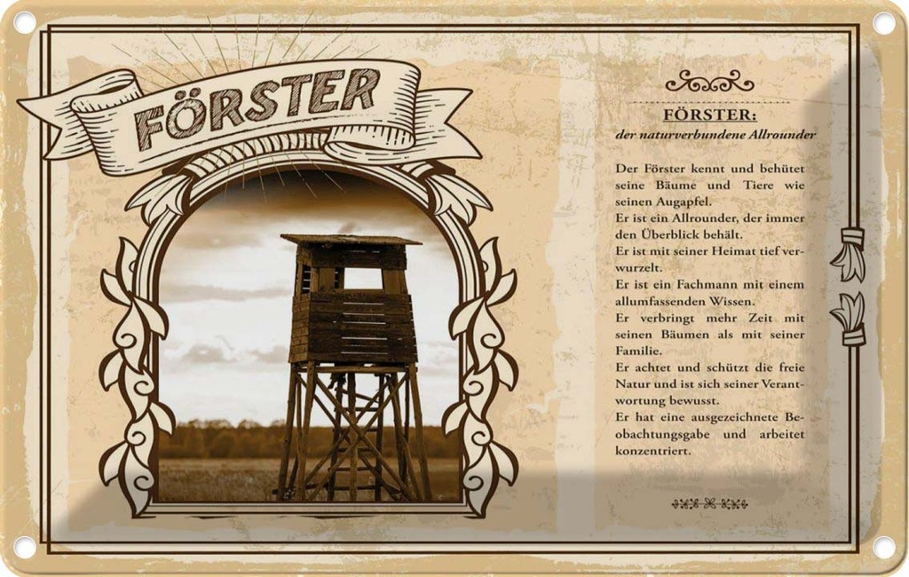 [LA-123021-2030] Blechschild 20x30 cm Förster Beruf Arbeit
