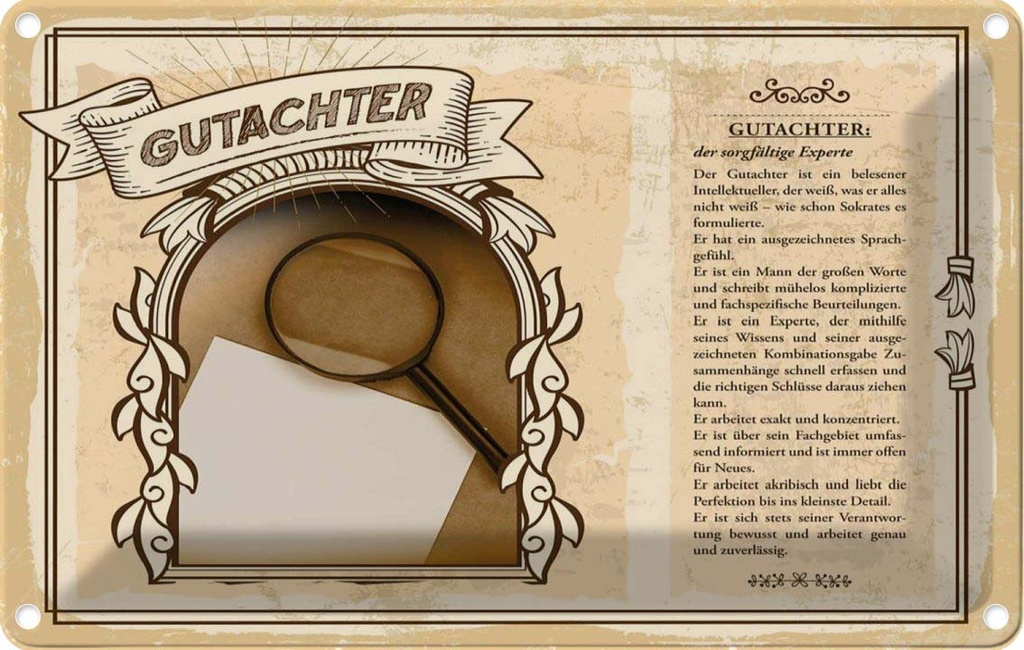 [LA-123032-2030] Blechschild 20x30 cm Gutachter Beruf Arbeit