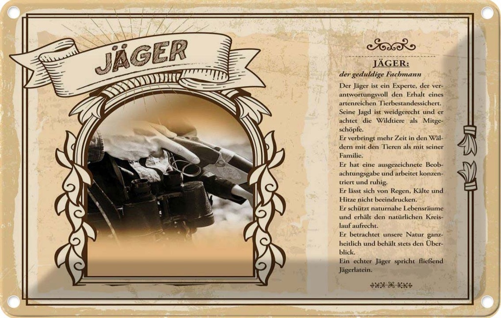 [LA-123040-2030] Blechschild 20x30 cm Jäger Beruf Arbeit