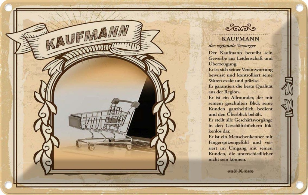 [LA-123043-2030] Blechschild 20x30 cm Kaufmann Beruf Arbeit