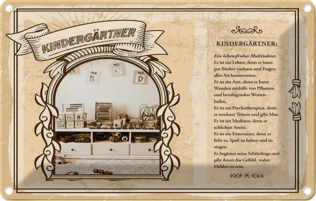 [LA-123046-2030] Blechschild 20x30 cm Kindergärtner Beruf Arbeit