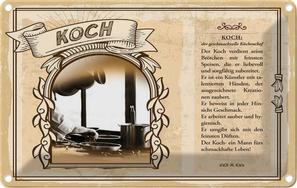 [LA-123048-2030] Blechschild 20x30 cm Koch Beruf Arbeit