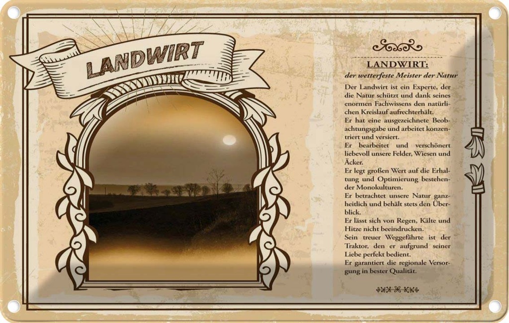 [LA-123055-2030] Blechschild 20x30 cm Landwirt Beruf Arbeit