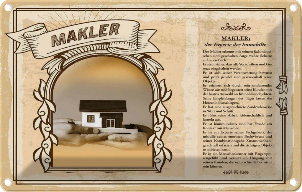 [LA-123059-2030] Blechschild 20x30 cm Makler Beruf Arbeit