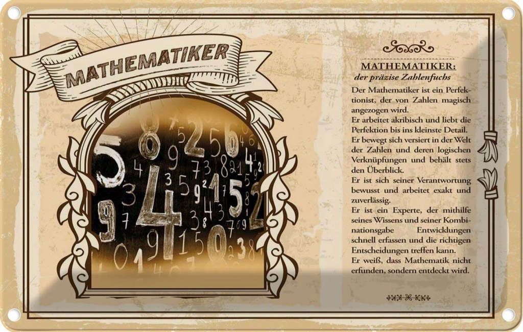 [LA-123062-2030] Blechschild 20x30 cm Mathematiker Beruf Arbeit