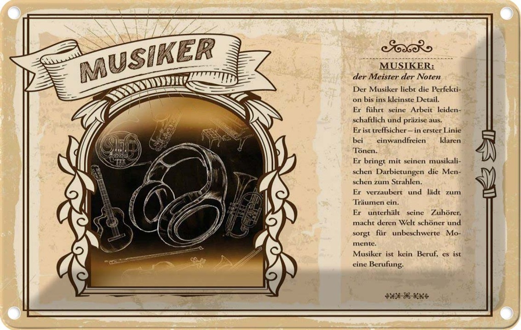 [LA-123068-2030] Blechschild 20x30 cm Musiker Beruf Arbeit