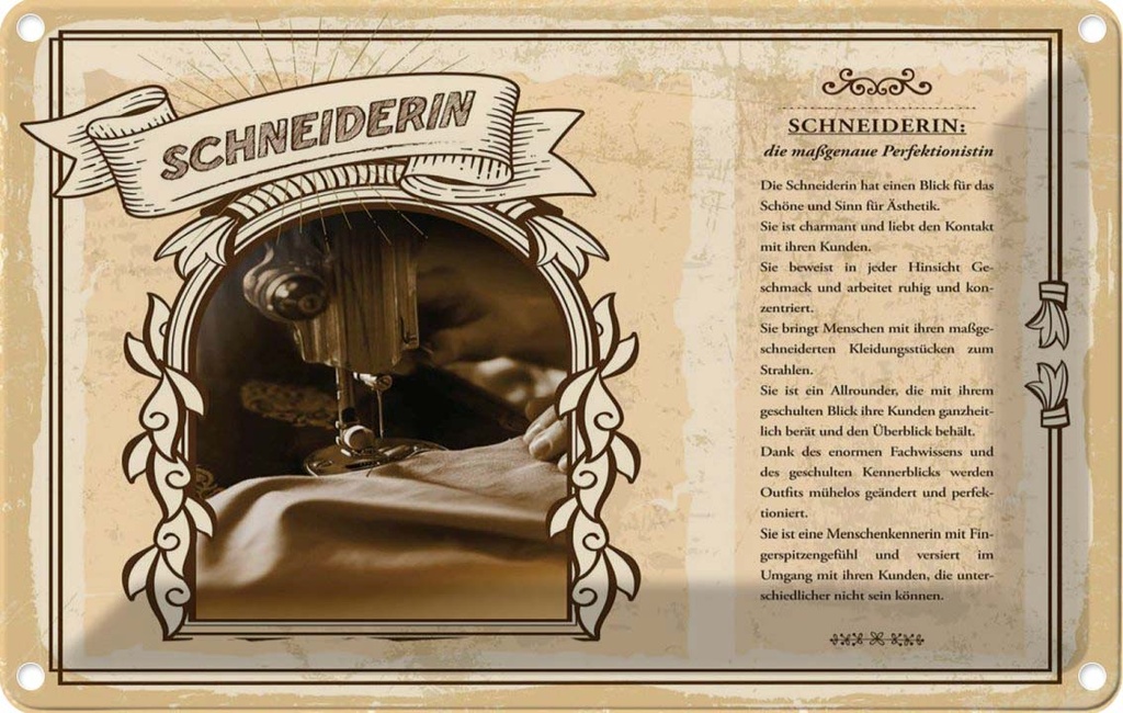 [LA-123085-2030] Blechschild 20x30 cm Schneiderin Beruf Arbeit
