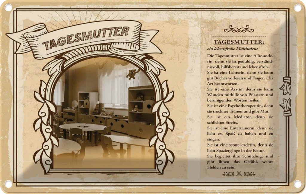 [LA-123095-2030] Blechschild 20x30 cm Tagesmutter Beruf Arbeit