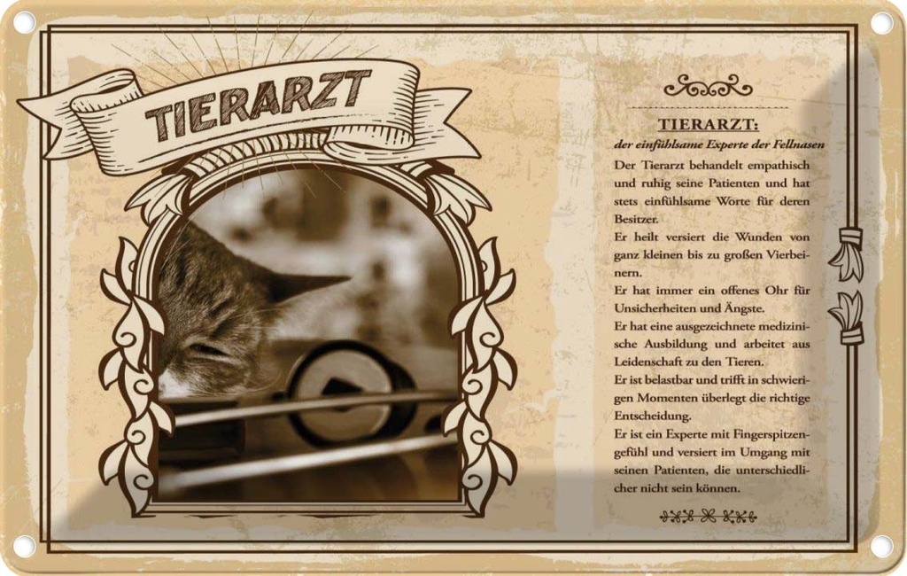 [LA-123099-2030] Blechschild 20x30 cm Tierarzt Beruf Arbeit