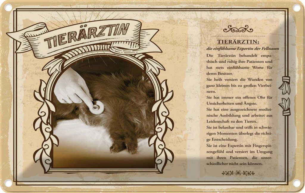 [LA-123100-2030] Blechschild 20x30 cm Tierärztin Beruf Arbeit