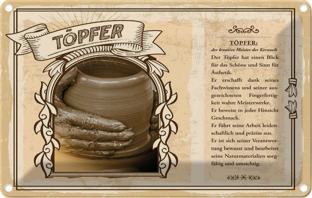 [LA-123103-2030] Blechschild 20x30 cm Töpfer Meister Beruf Arbeit