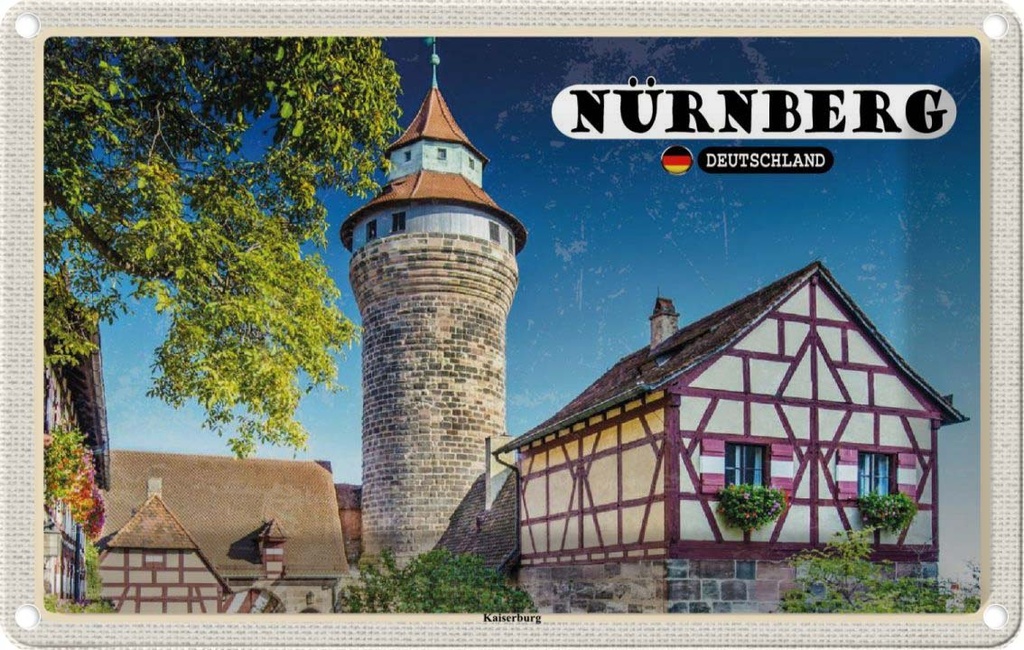 [LA-132039] Blechschild 20x30 cm Nürnberg Architektur Kaiserburg Bildmotiv Reisemotiv Abenteuer Reisen Urlaub Häuser