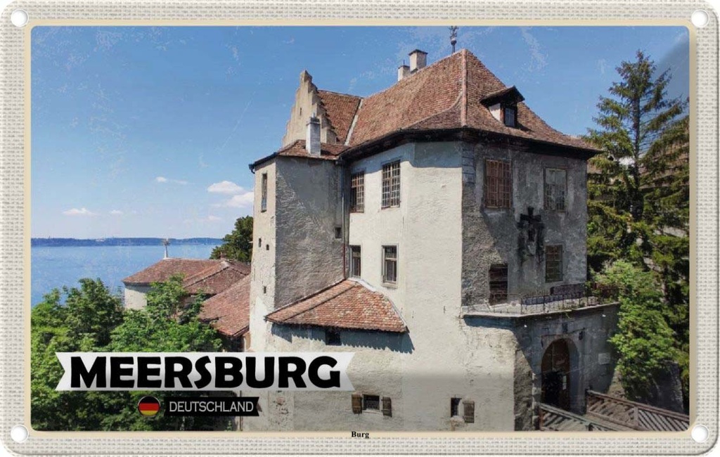 [LA-132181] Blechschild 20x30 cm Meersburg Burg Architektur Bildmotiv Reisemotiv Abenteuer Reisen Urlaub Häuser
