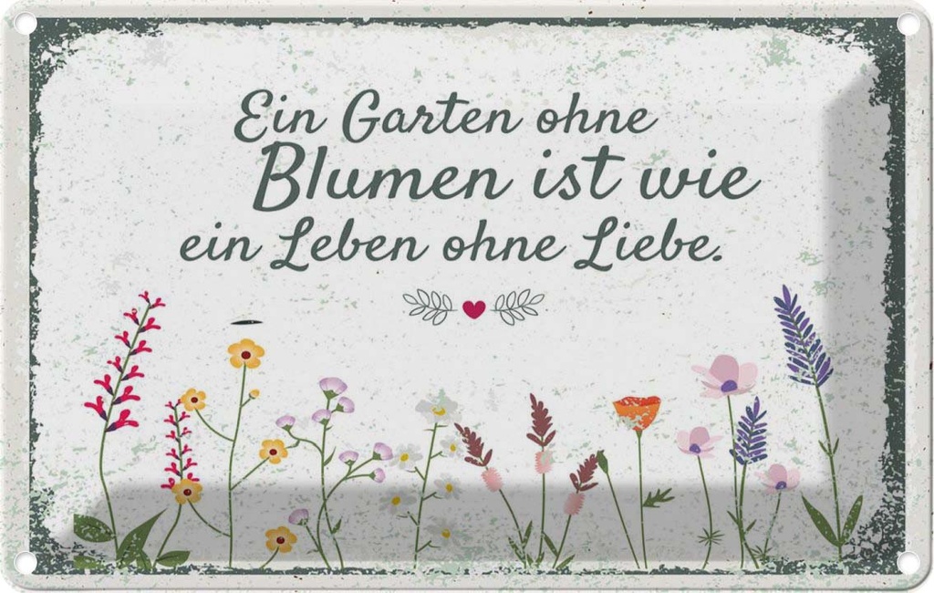 [LA-132491] Blechschild 20x30 cm Garten ohne Blumen Leben Liebe