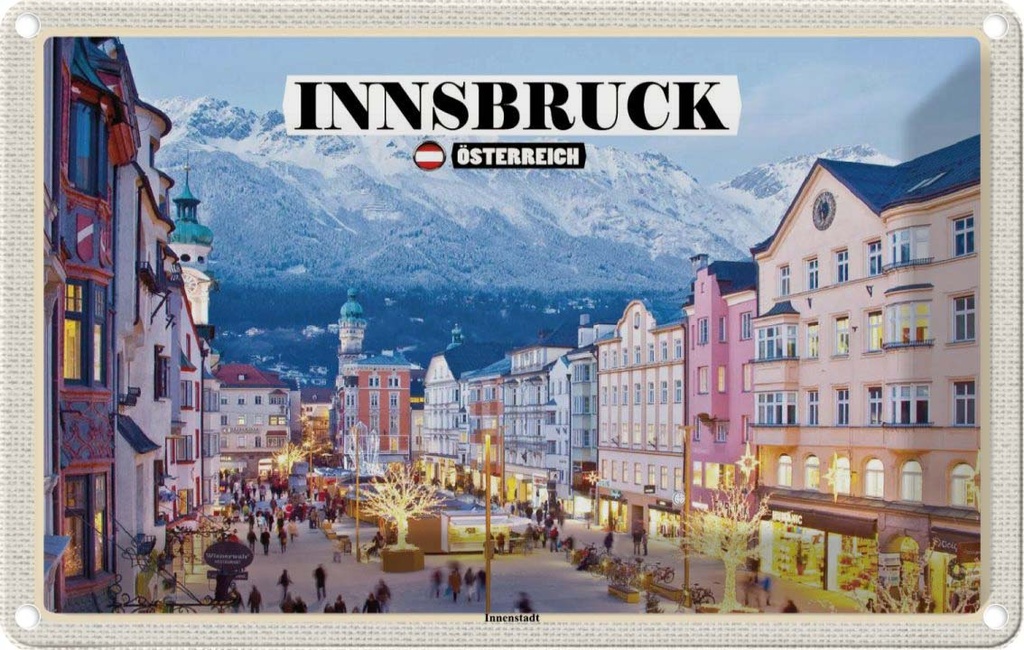 [LA-132726] Blechschild 20x30 cm Innsbruck Österreich Weihnachten Abenteuer Reisen Urlaub