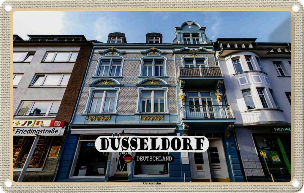 [LA-132827] Blechschild 20x30 cm Düsseldorf Gerresheim Architektur Bildmotiv Reisemotiv Abenteuer Reisen Urlaub Häuser