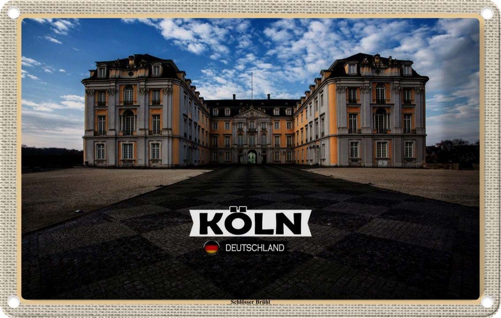 [LA-132918] Blechschild 20x30 cm Köln Schlösser Architektur Brühl Bildmotiv Reisemotiv Abenteuer Reisen Urlaub Häuser