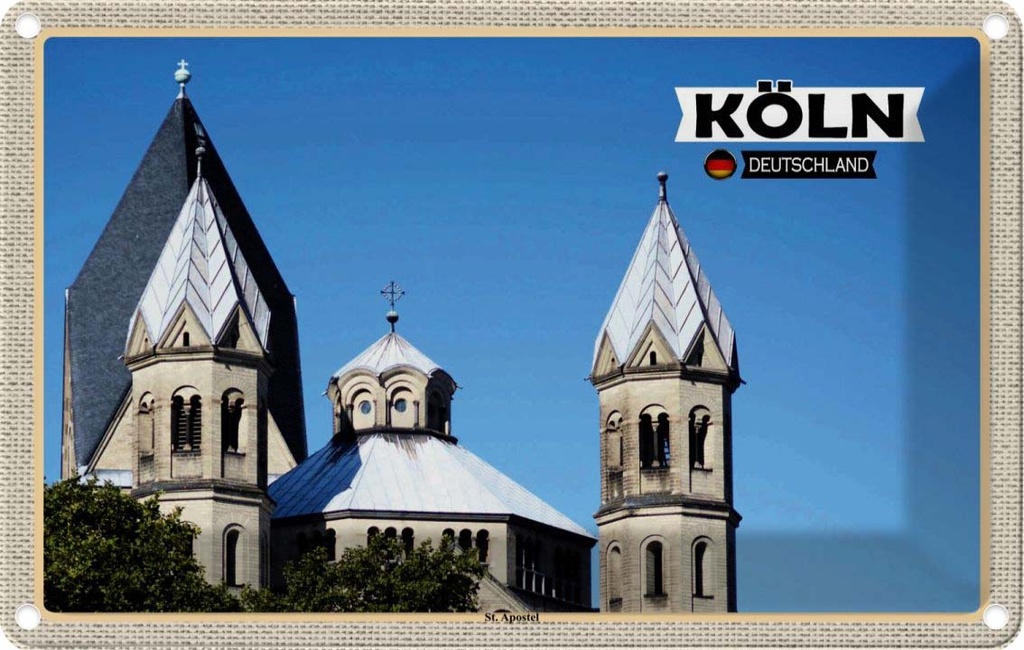 [LA-132919] Blechschild 20x30 cm Köln St. Architektur Apostel Bildmotiv Reisemotiv Abenteuer Reisen Urlaub Häuser